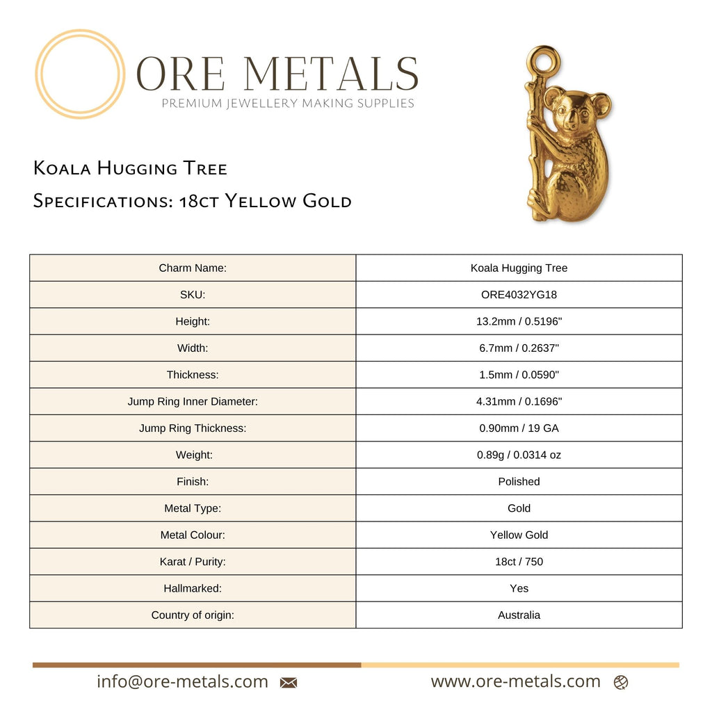 18ct Yellow Gold - Koala Hugging Tree Charm