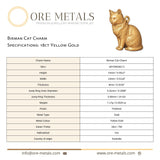 18ct Yellow Gold - Birman Cat Charm