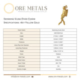 18ct Yellow Gold - Swimming Scuba Diver Charm
