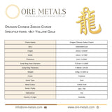 18ct Yellow Gold - Dragon Chinese Zodiac Charm