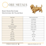 18ct Yellow Gold - Basset Hound Dog Charm