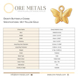 18ct Yellow Gold - Dainty Butterfly Charm