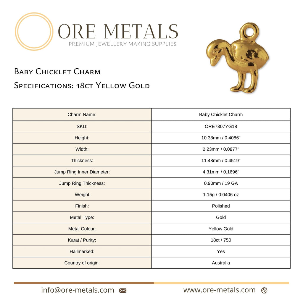 18ct Yellow Gold - Baby Chicklet Charm