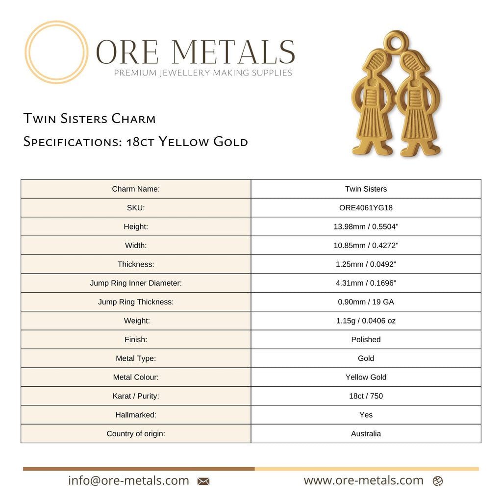 18ct Yellow Gold - Twin Sisters Charm