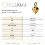 18ct Yellow Gold - Minimalist Heart Charm