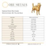18ct Yellow Gold - Siberian Husky Dog Charm