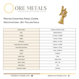 18ct Yellow Gold - Praying Christmas Angel Charm