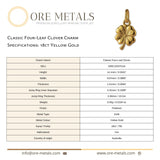 18ct Yellow Gold - Classic Four-Leaf Clover Charm