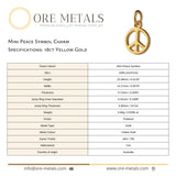 18ct Yellow Gold - Mini Peace Symbol Charm