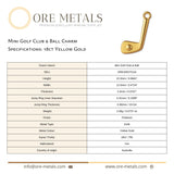 18ct Yellow Gold - Mini Golf Club & Ball Charm