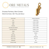18ct Yellow Gold - Studded Football Boot Charm