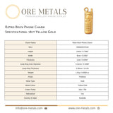 18ct Yellow Gold - Retro Brick Phone Charm