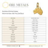 18ct Yellow Gold - Australia States Charm