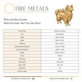 18ct Yellow Gold - Papillon Dog Charm