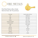 18ct Yellow Gold - Table Tennis Paddle Charm