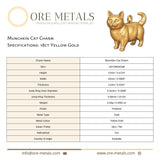 18ct Yellow Gold - Munchkin Cat Charm