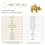 18ct Yellow Gold - Farmyard Pig Charm