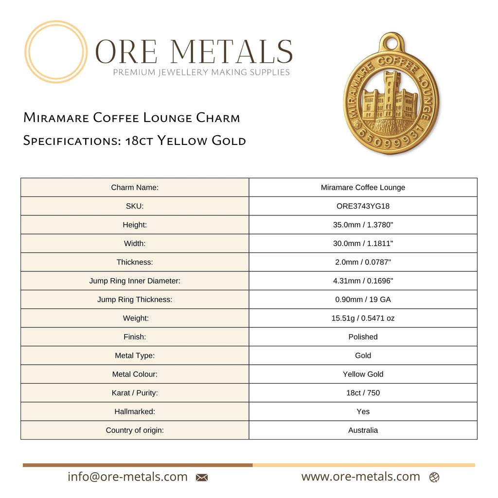 18ct Yellow Gold - Miramare Coffee Lounge Charm