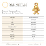 18ct Yellow Gold - Skull and Crossbones Charm