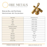 18ct Yellow Gold - Bowling Ball and Pins Charm