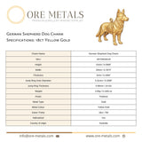 18ct Yellow Gold - German Shepherd Dog Charm
