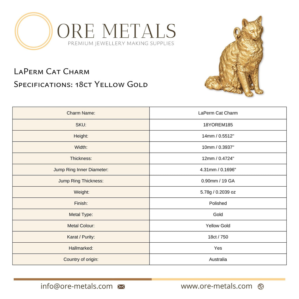 18ct Yellow Gold - LaPerm Cat Charm