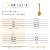 18ct Yellow Gold - Badminton Racket Charm