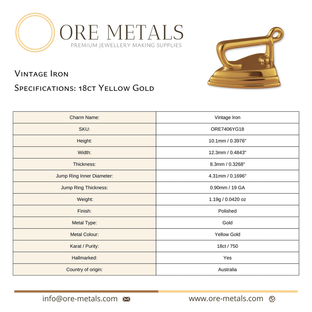 18ct Yellow Gold -  Vintage Iron Charm