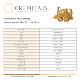 18ct Yellow Gold - Locomotive Train Driver Charm