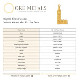 18ct Yellow Gold - Big Ben Tower Charm