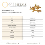 18ct Yellow Gold - Mother Bird Charm