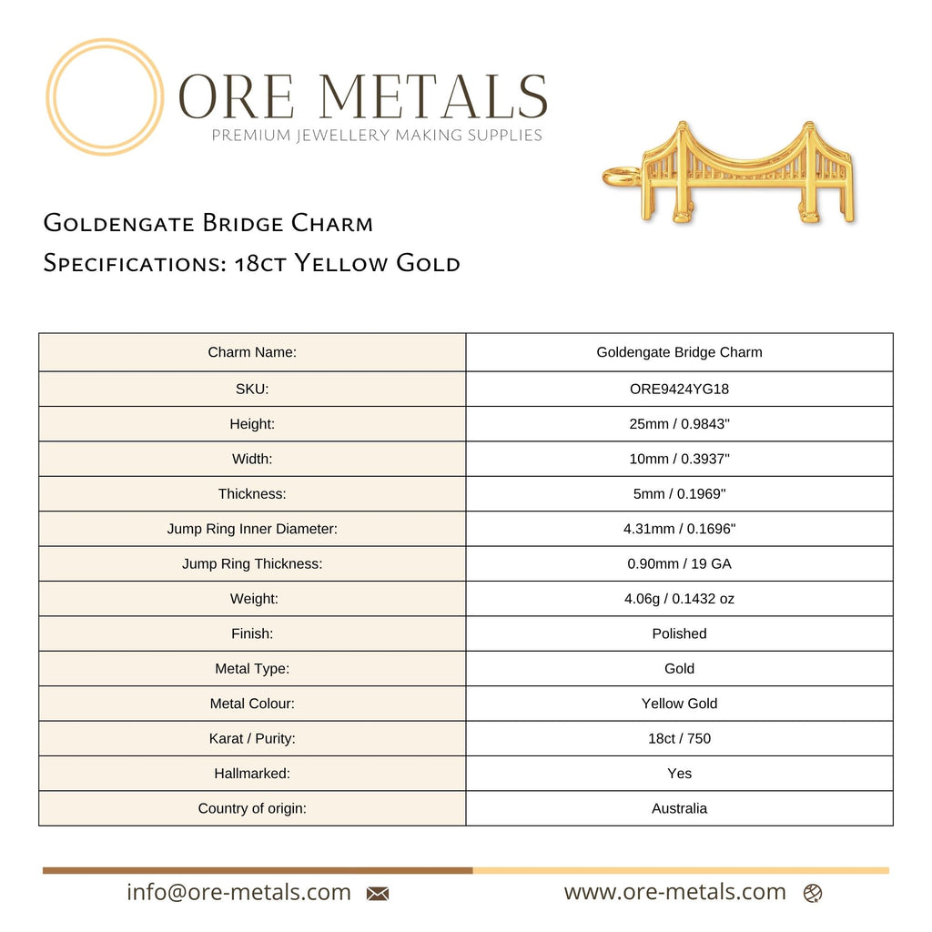 18ct Yellow Gold - Goldengate Bridge Charm