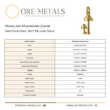18ct Yellow Gold - Woodland Mushrooms Charm