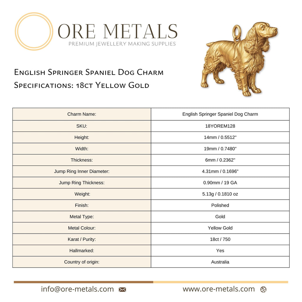18ct Yellow Gold - English Springer Spaniel Dog Charm