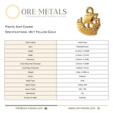 18ct Yellow Gold - Pirate Ship Charm