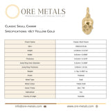 18ct Yellow Gold - Classic Skull Charm