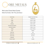 18ct Yellow Gold - Wetlands Crane Birds Charm