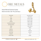 18ct Yellow Gold - Vespa Motor Scooter Charm