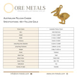 18ct Yellow Gold - Australian Pelican Charm