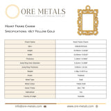18ct Yellow Gold - Heart Frame Charm
