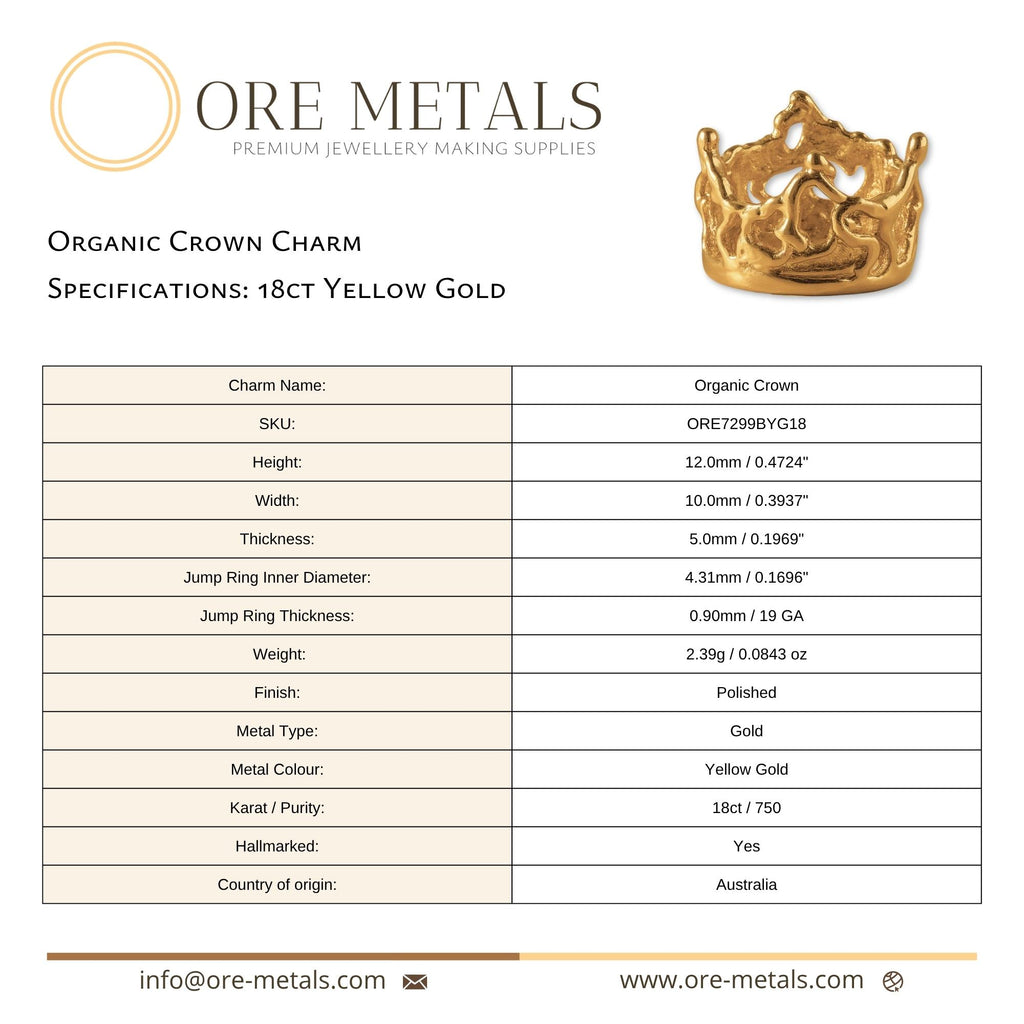 18ct Yellow Gold - Organic Crown Charm