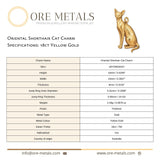 18ct Yellow Gold - Oriental Shorthair Cat Charm