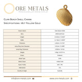 18ct Yellow Gold - Clam Beach Shell Charm