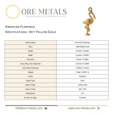 18ct Yellow Gold - American Flamingo Charm