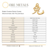 18ct Yellow Gold - Rabbit Chinese Zodiac Charm