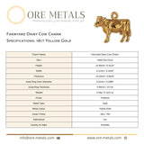 18ct Yellow Gold - Farmyard Dairy Cow Charm