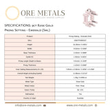 9ct Rose Gold - Emerald Prong Setting