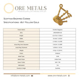 18ct Yellow Gold - Scottish Bagpipes Charm