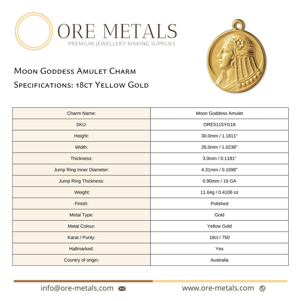 18ct Yellow Gold - Moon Goddess Amulet Charm