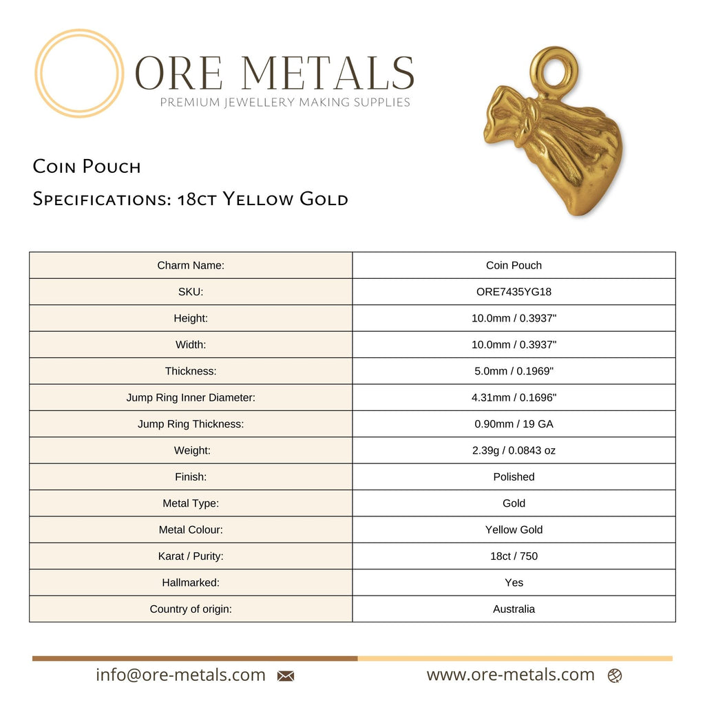 18ct Yellow Gold - Coin Pouch Charm